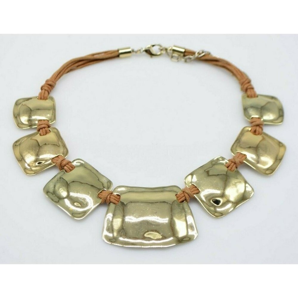 St Thomas Gold Graduated Disc Statement Necklace